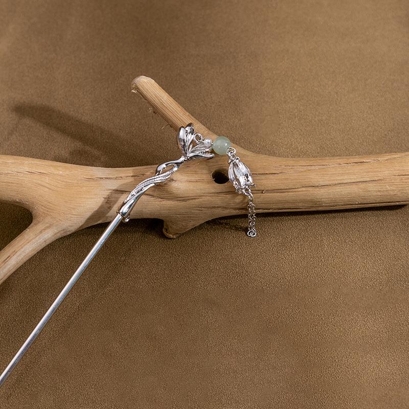 Национальный стиль Новая китайская заколка для волос Жидкий металл Бабочка Заколка Полумесяц Набор Бриллианты Винтаж Бамбуковые сочленения Кисточка Заколка для волос Прическа Заколка
