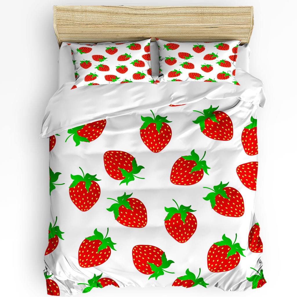 Summer Fruit Red Pomegranate Green Leaf Duvet Cover With Pillow Case Custom 3pcs Bedding Set Quilt Cover Double Bed Home Textile