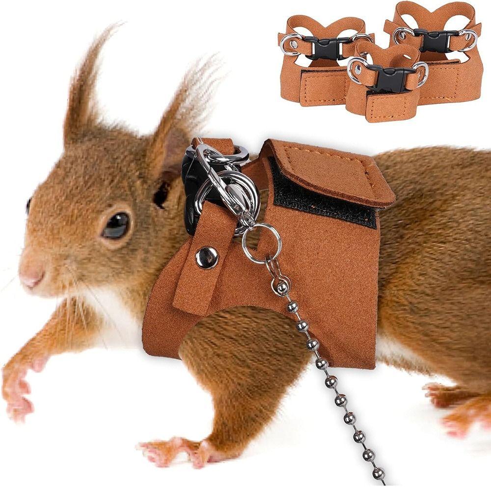 Leather Rat Harness and Leash Set 3 Sizes Vests Reptile Harness Kit  For  Squirrels, Hamsters