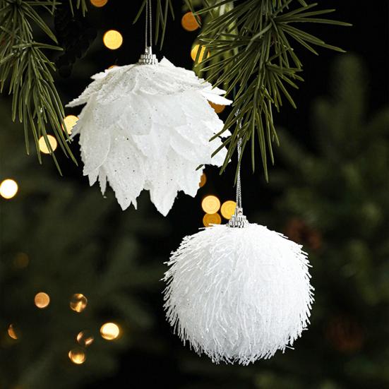 8 см Белый Пенопластовый Рождественский Шар Орнамент Снежное Праздничное Украшение Легкий Блестящий Подвесной Кулон на Елку для Дома Новый Год