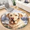 1PC Winter Dog Office Round Area Rug, Mat Suitable For Office, Under Office Chairs Bedroom Living Room Home Decor, Room Deco