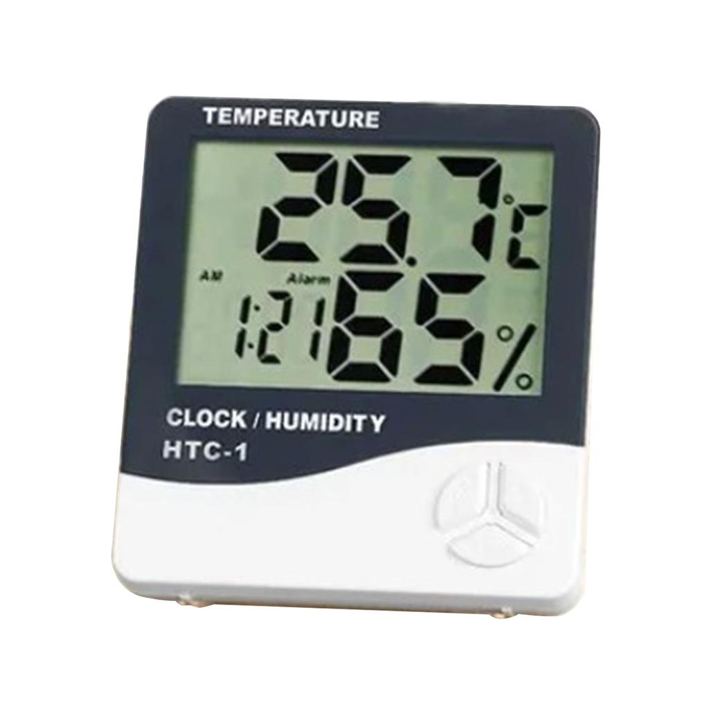 Mini Digital Thermometer Hygrometer Clock Indoor Room Temperature Humidity Gauge Meter Monitor