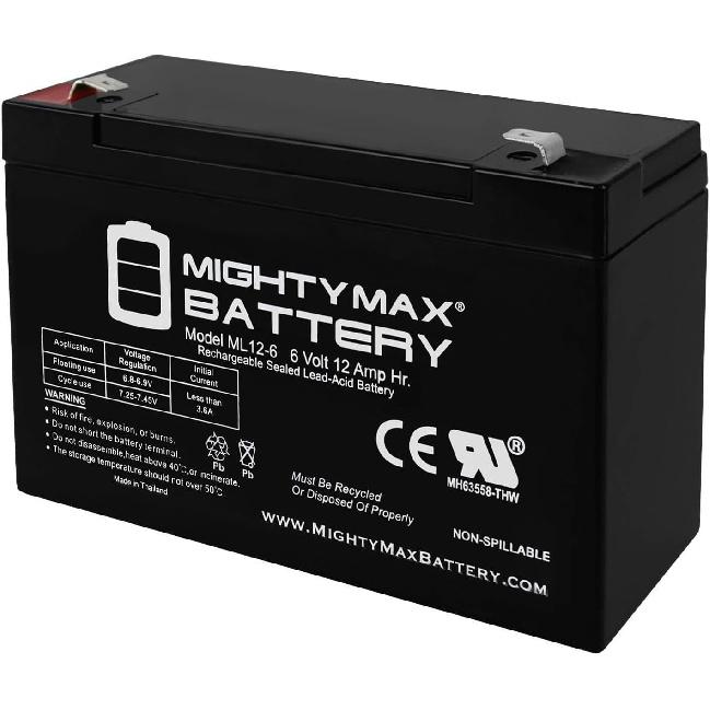 Аккумулятор Mighty Max 6V 12AH F2 SLA Запасной аккумулятор для Yuasa MP10, NPX-50, NP12-6