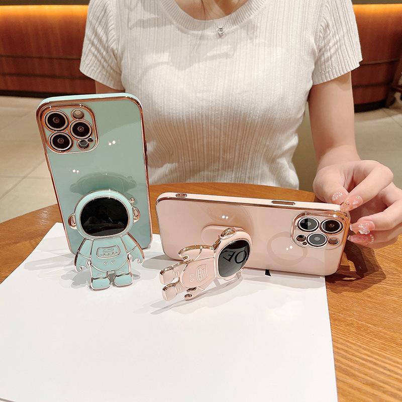 Кронштейн астронавта, мягкий чехол с квадратным краем и покрытием для телефона, роскошный чехол из ТПУ с покрытием для телефона Samsung
