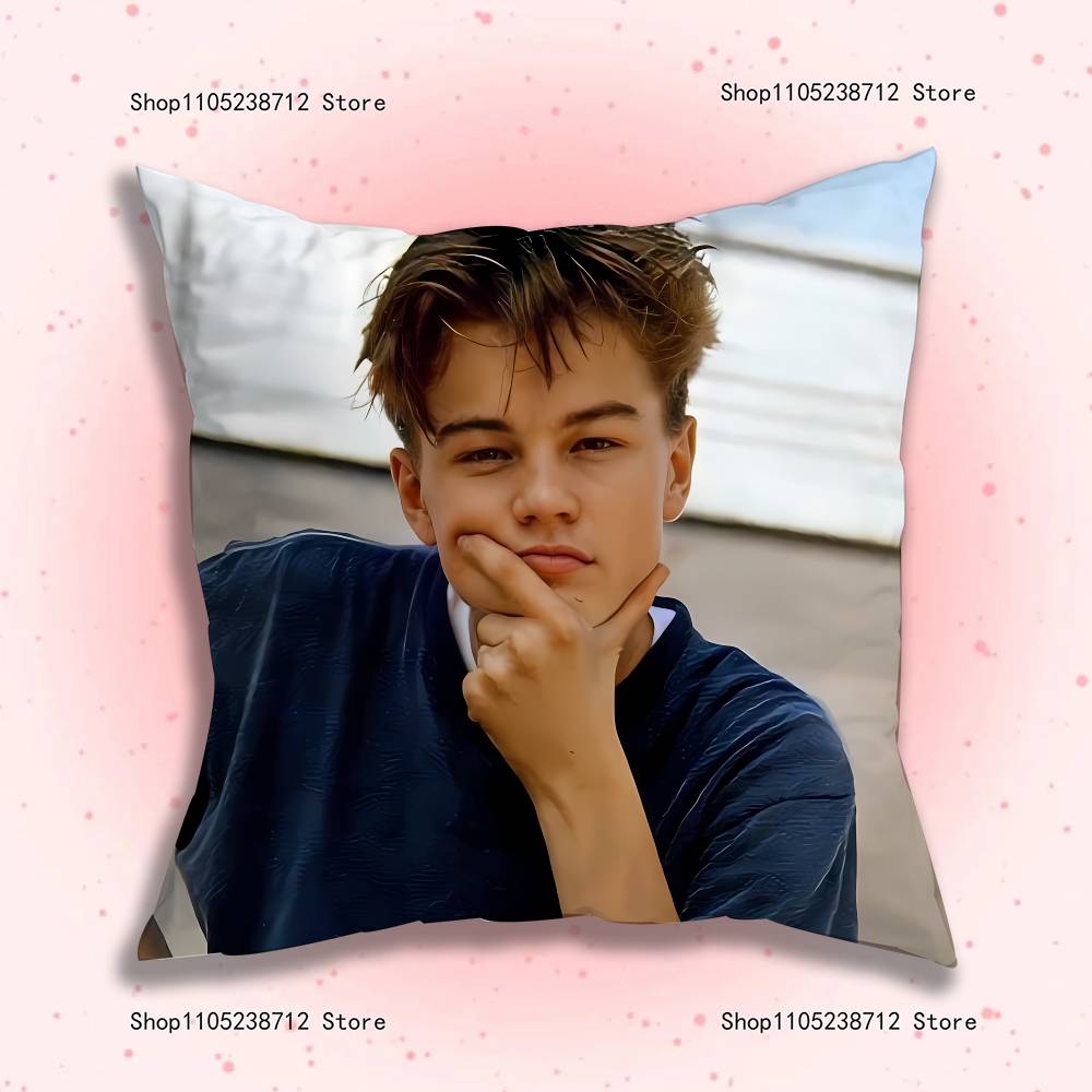 L-Leonardo Dicaprio Young Anime Pillow Case Anti-Dustmite Pillowcase Invisible Zipper Silky Short Plush Sofa Cushion Cover
