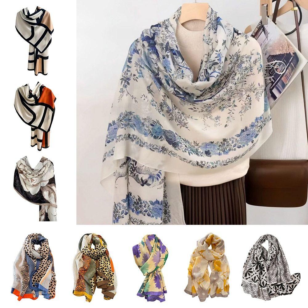 Тонкий шелковый шарф-шаль Модный шейный платок Бандана Пляжная дорожная накидка для вечерней свадебной вечеринки