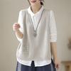 Women's Outer-Wearable Thin V-Neck Knitted Hollow-Out Vest Korean Style Loose Solid Color Japanese Style Cardigan