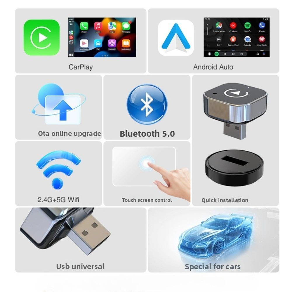 Беспроводной адаптер CarPlay Преобразует проводной CarPlay Android Auto в беспроводной для автомобильной магнитолы