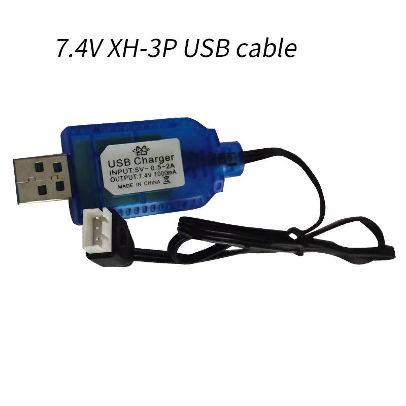 7.4V Lithium Battery Charger with XH-3P Protection & SM-4P USB Cable for Toy Aircraft