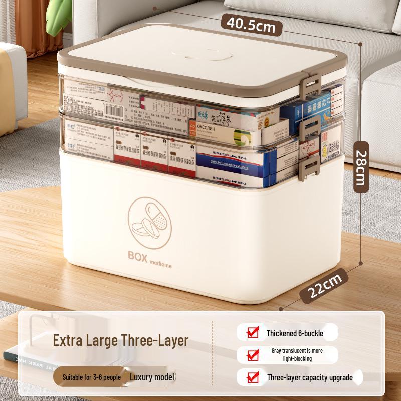 Large Multi-Layer Medicine Storage Box - Portable Family First Aid Kit
