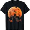Black Cats Moon Pumpkin Funny Halloween Horror Unisex T-Shirt