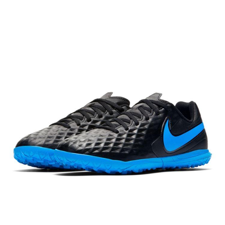 Nike Jr. Legend 8 Club Tf Gs Round Toe Lace-Up Low Top Soccer Shoes Kids Sneaker Blue Black AT5883-004