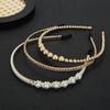 Elegant Pearl Chain Handmade Headband for Women - Narrow Metal & Bead Design