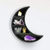 Yousheng Miniature Moon Shelf for Crystal Display Wooden Crescent Moon Shelf Multi-Compartment Mini Storage Shelf for Living Room And Office