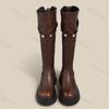 Модные женские сапоги на толстой платформе до колена, кожаные сапоги в стиле панк, женские сапоги на высоком каблуке, новые осенне-зимние рыцарские сапоги, мотоциклетные сапоги