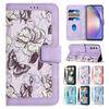 Fashion Floral Printed PU Leather Wallet Case for iPhone 15 14 13 12 11 Samsung S23 S22 S21 A13 A14 A34 A54 Google PU Lanyard Card Slots Flip Cover
