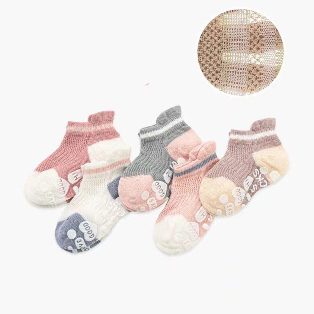 5Pairs Cotton Kids Ankle Sock Letter Toddle Walking Socks Creative Baby Floor Socks  Daily