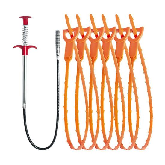 Drain Clog Remover Set Pipe Unblocking Hook Hair Catcher Drain Auger Cleaner Tool Bendable Metal Unclogger Hair Cleaner