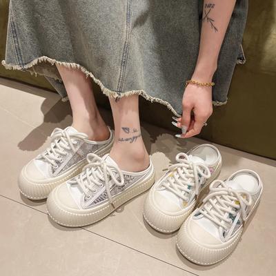 Модные женские тапочки 2024 года, сандалии Botou Mueller, летние туфли на толстой подошве, модные кожаные туфли Instagram Pop, шлепанцы, женские кроссовки