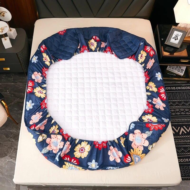 Стеганый наматрасник с принтом, сплошной цвет, эластичная лента, фиксированная простыня, модное постельное белье (Нет наволочки) Встроенный лист