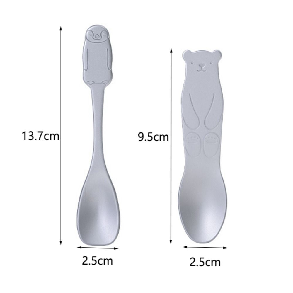 Dessert Scoop Aluminum Ice Cream Spoon Japan Penguin/bear Pattern Dessert Spoon Self-melting Type Silver Coffee Spoon Cake