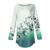 Женская свободная футболка с длинным рукавом с круглым вырезом и принтом, верхний пуловер