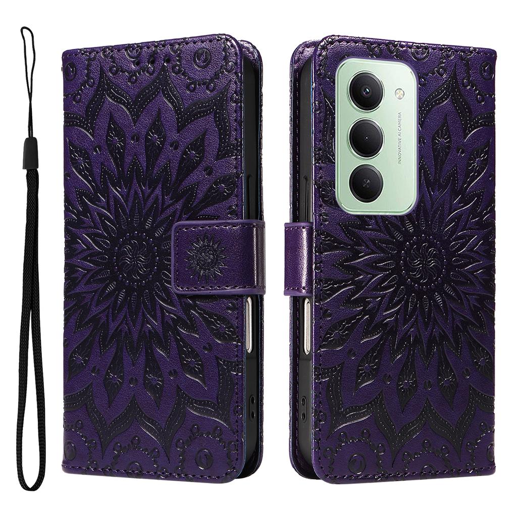 For Xiaomi Redmi 15 5G (Global) (169mm) Leather Wallet Case Sunflower Imprinted Phone Cover