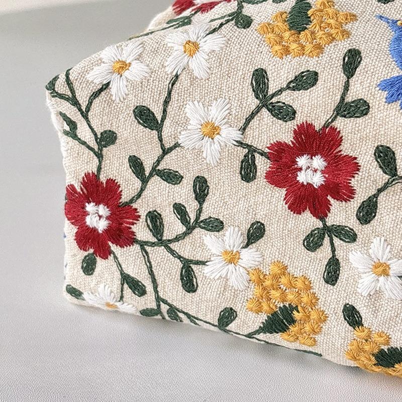 Desktop Paper Storage Bags Embroidered Paper Towel Set Home Bedroom Living Room Advanced Sense Paper Towel Box Cotton Bag
