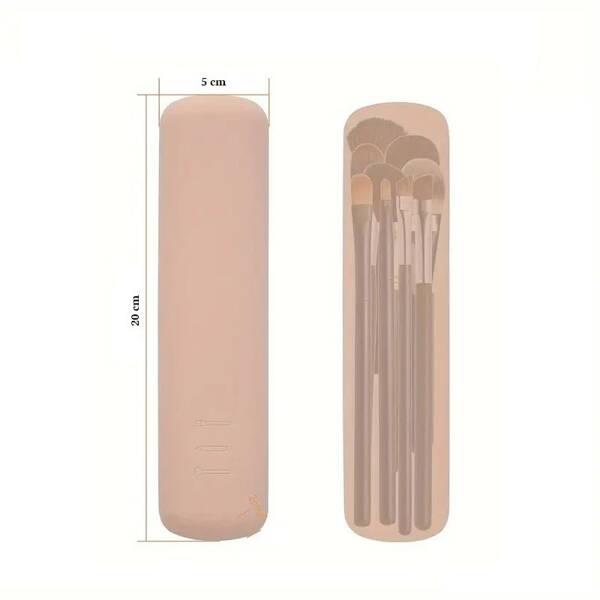 Ecarla Silikonowe Etui Na Pędzle Do Makijażu 20Cm Pudrowy Róż Pz44Wz2