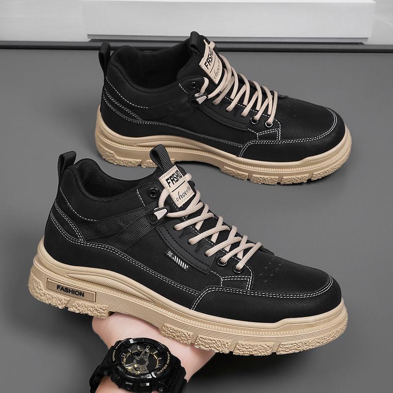 2024 Autumn New Men's Shoes Tooling Wind Martin Boots Casual Sports Work Waterproof Thick Sole Wear-resistant High Top Velvet