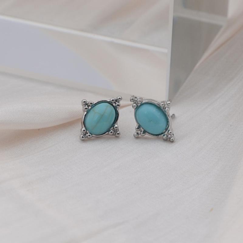 Женские серебряные серьги-гвоздики бирюзового цвета для свадьбы и помолвки, винтажные серьги, ювелирные изделия