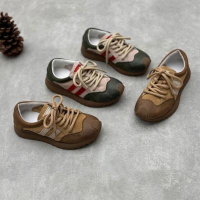 Кроссовки ручной работы в стиле ретро, ​​разноцветные спортивные кроссовки из мягкой воловьей кожи на шнуровке, женская обувь