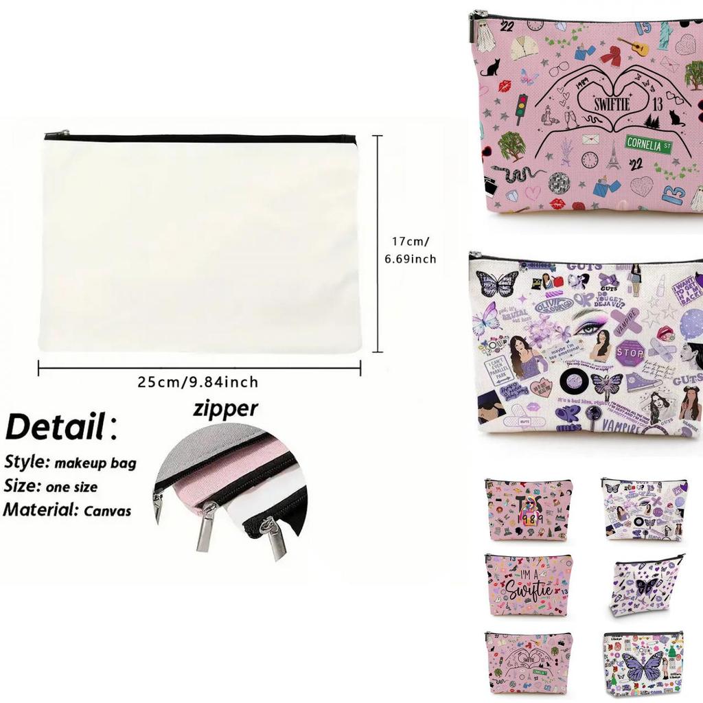 Розовая льняная косметичка с алфавитом, дизайн с бантом, многофункциональный чехол для хранения, на молнии