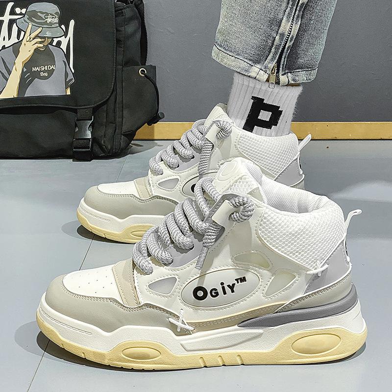 New Winter Platform Skateboarding Shoes Man Fashion High Top Casual Leather Sneakers Men Streetwear Blue Men's Skateboard Shoes
