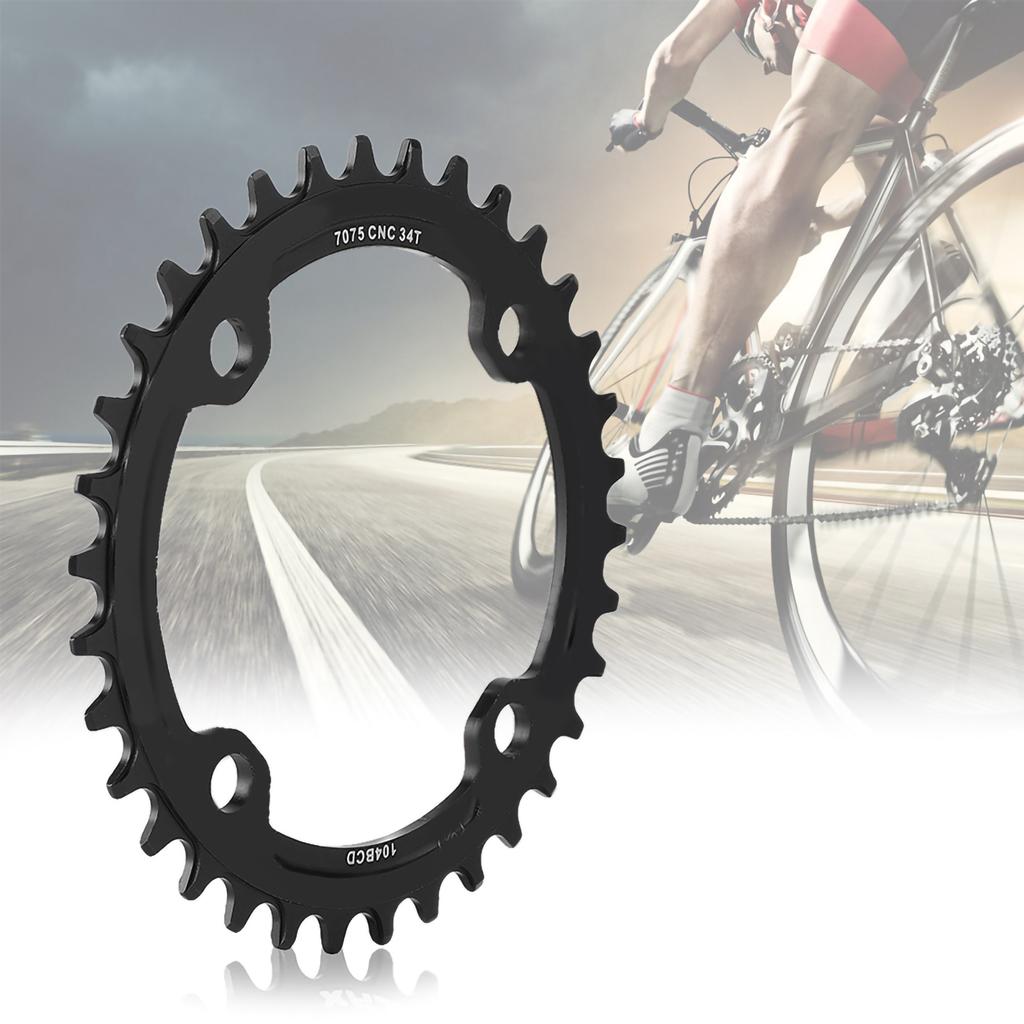 32Celsius34Celsius36Celsius38T BCD 104 Mountain Bike Steel Single Crank Chain   Repair Parts (Black 32T)