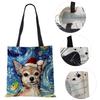 Рождественская холщовая сумка-шоппер для собак и кошек с принтом Харадзюку для женщин, многоразовая сумка через плечо, повседневная, большой вместимости, складная сумка-тоут CLE