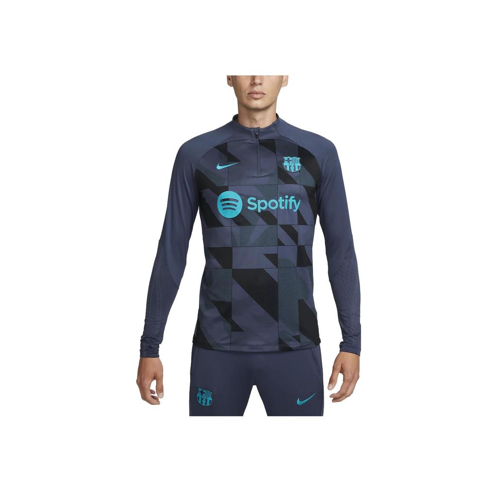 Nike Футбольная форма ФК Барселона Strike Third Dri-Fit для предматчевых тренировок, мужские топы, темно-синие FJ4699-438