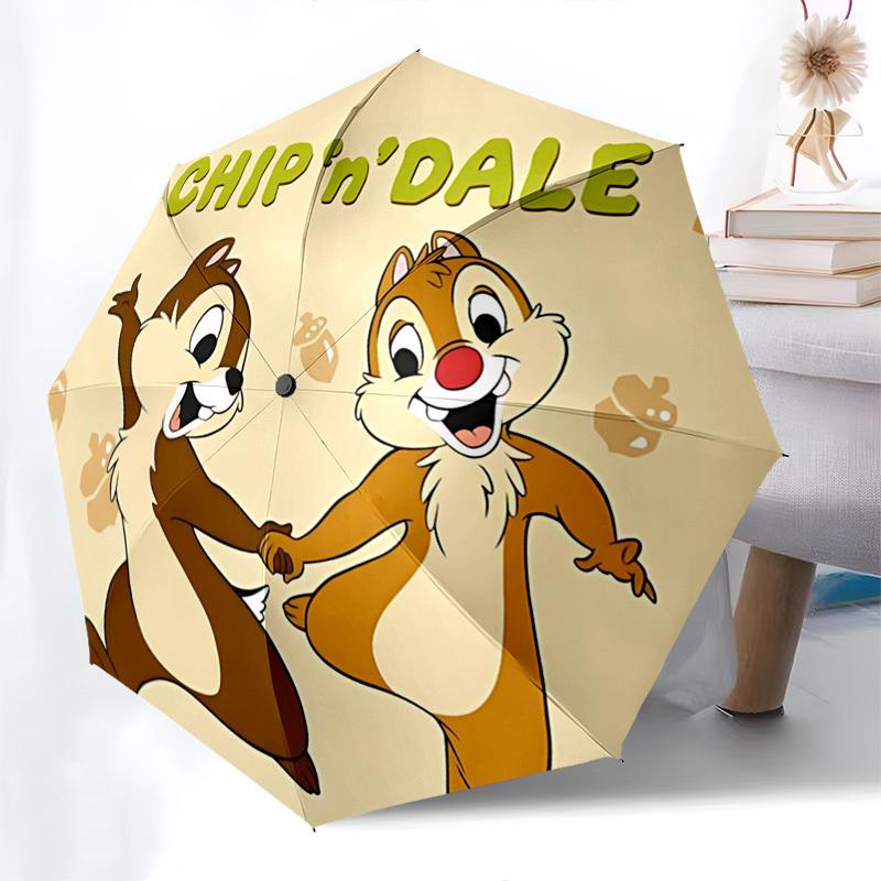 Chip 'n' Dale, Squirrels Themed Automatic Opening and Closing Umbrella, Brightly Colored 8-rib Portable Umbrella, Suitable for Men and Women, A Perfec