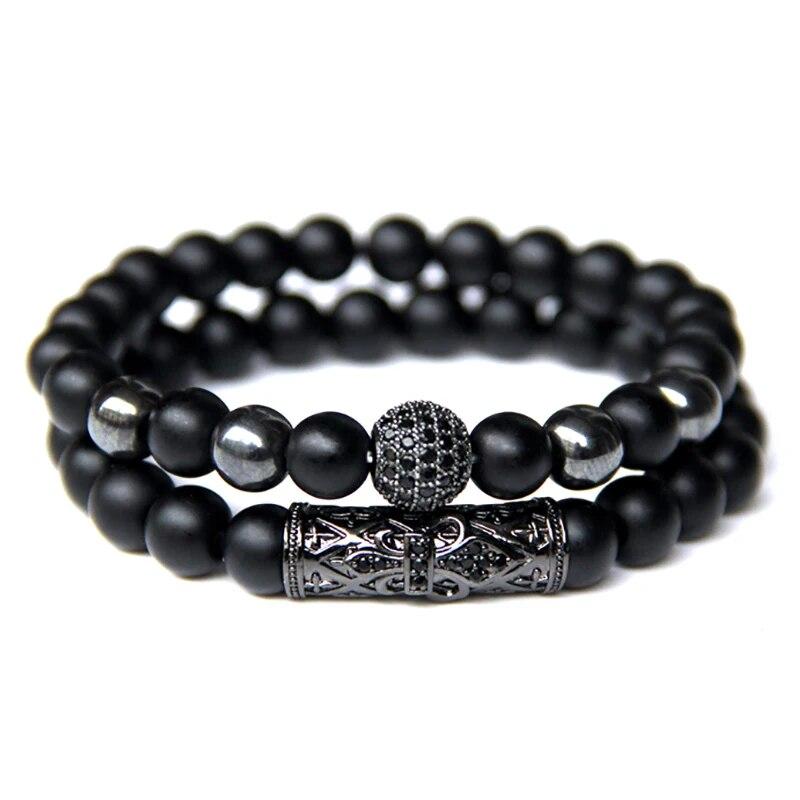 GolbalJew 2 шт. браслет из бисера для мужчин натуральный тигровый глаз гематит обсидиан браслеты из бисера Homme Energy Stretch браслет мужские ювелирные изделия