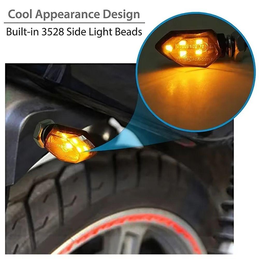1Pair Mini LED Indicators Light Universal Amber Blinker Motorcycle Motorbike Accessory