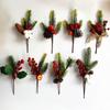 1PC Christmas Holly Branches Red Decoration Artificial Flower Floral Decor Berry And Pine Cone