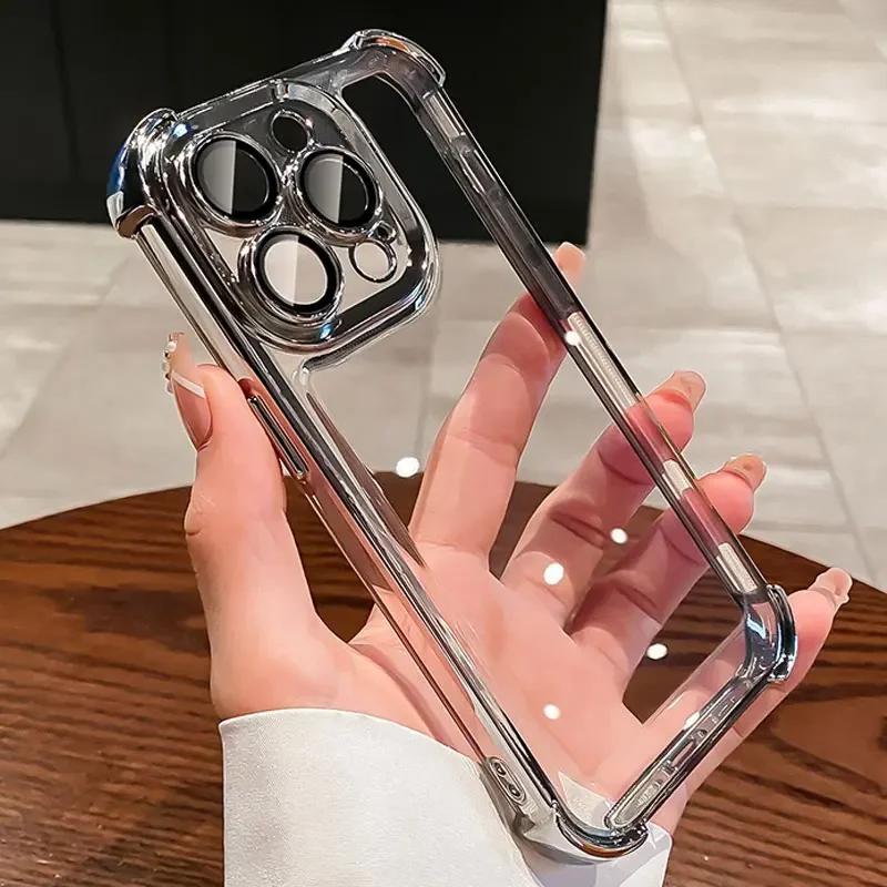 Airbag Shockproof TPU Case with Lens Film for VIVO Y35 Y78 Y77 Y77E Y20 Y21S Y16 Y17 Y18 Y52S Y76S Y200i Y200 X70 X80 X90 X100 Pro S15 S17 S18 S19 Pro