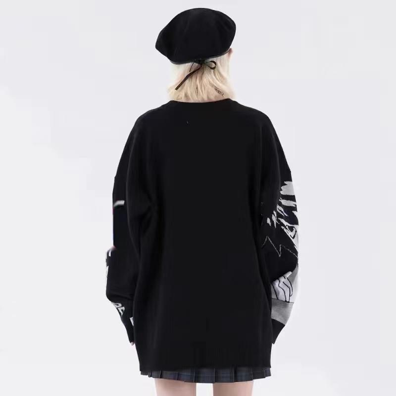 Женский хип-хоп-уличный свитер Harajuku в винтажном японском стиле с изображением девушки из аниме, вязаный мягкий пуловер, свитера женские