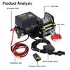 12V/24V 2000lb Mini Electric Winch Beach Buggy Winch DC Winch Portable Wire Rope Winch with Wireless Remote Control
