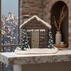 Log Cabin Incense Burner Christmas Resin Snowy House Miniature Ornaments Rustic Chimney Fragrance Burner Gift