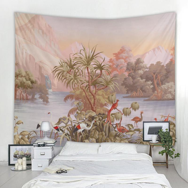 Бохо Настенный Декор Спальня Гостиная Декор Тропический Лес Пейзаж Фон Декор Гобелен Стены Ткани Шторы