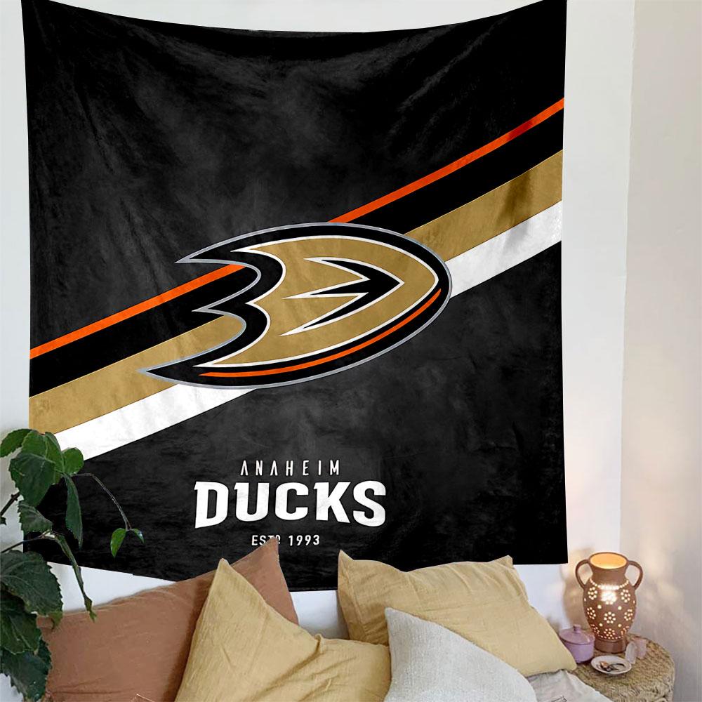Anaheim Ducks Logo Tapestry Wall Hanging, NHL Hockey Duck Art, Sports Wall Decor for Bedroom Living Room Man Cave
