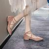 Low Heel Elegant Evening Women's Shoes Pointed Toe Pink Ladies Footwear Square Heels A Slip On Shoe Non Youthful Emo Offer Chic