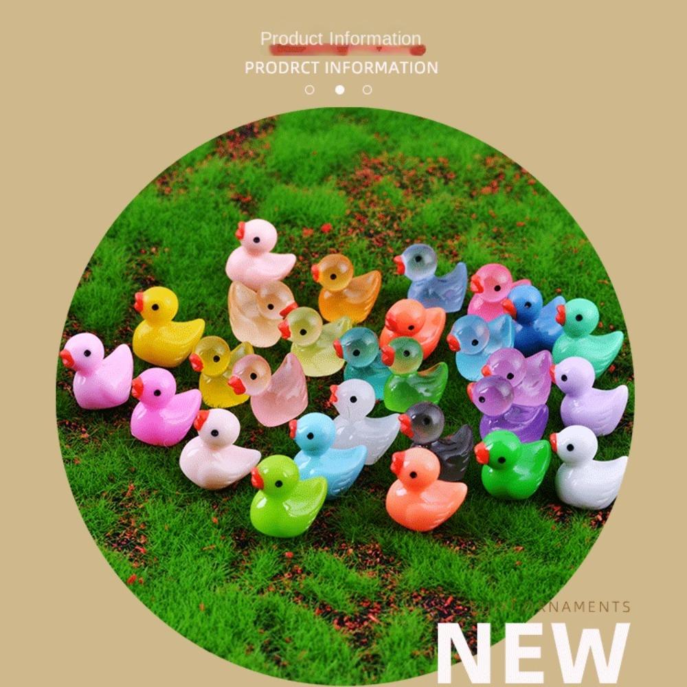 50pcs Mini Ornament Yellow Duck Resin Accessory Doll House Decor Miniature Figure Garden Decor
