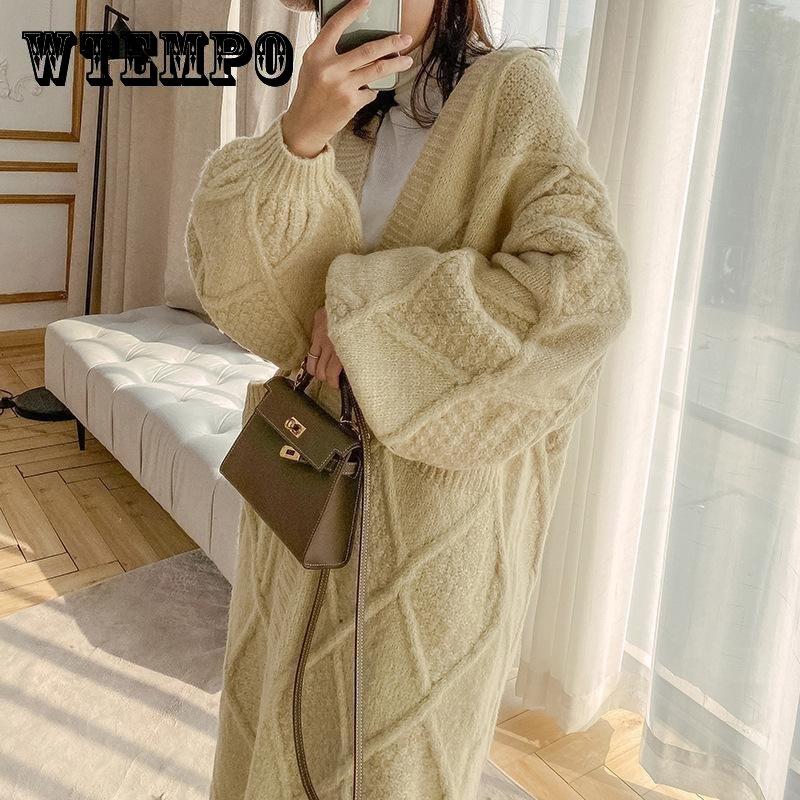 Women Long Sleeve Long Hooded Cardigans Sweater Loose Knitted Sweaters Cardigan Outwear Coat